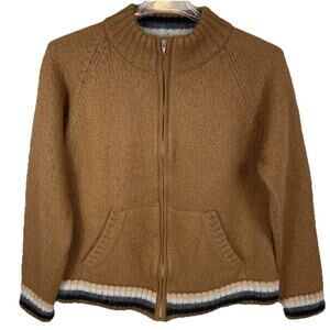 Novica Peru Alpaca Cardigan Sweater Women’s Size XL Brown Nordic Full Zip Heavy